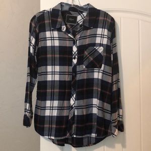 Rails navy/black/orange/white Flannel Top